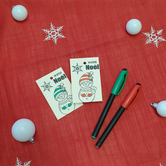 Étiquette cadeau - Bonhomme de neige "Un joyeux Noël"